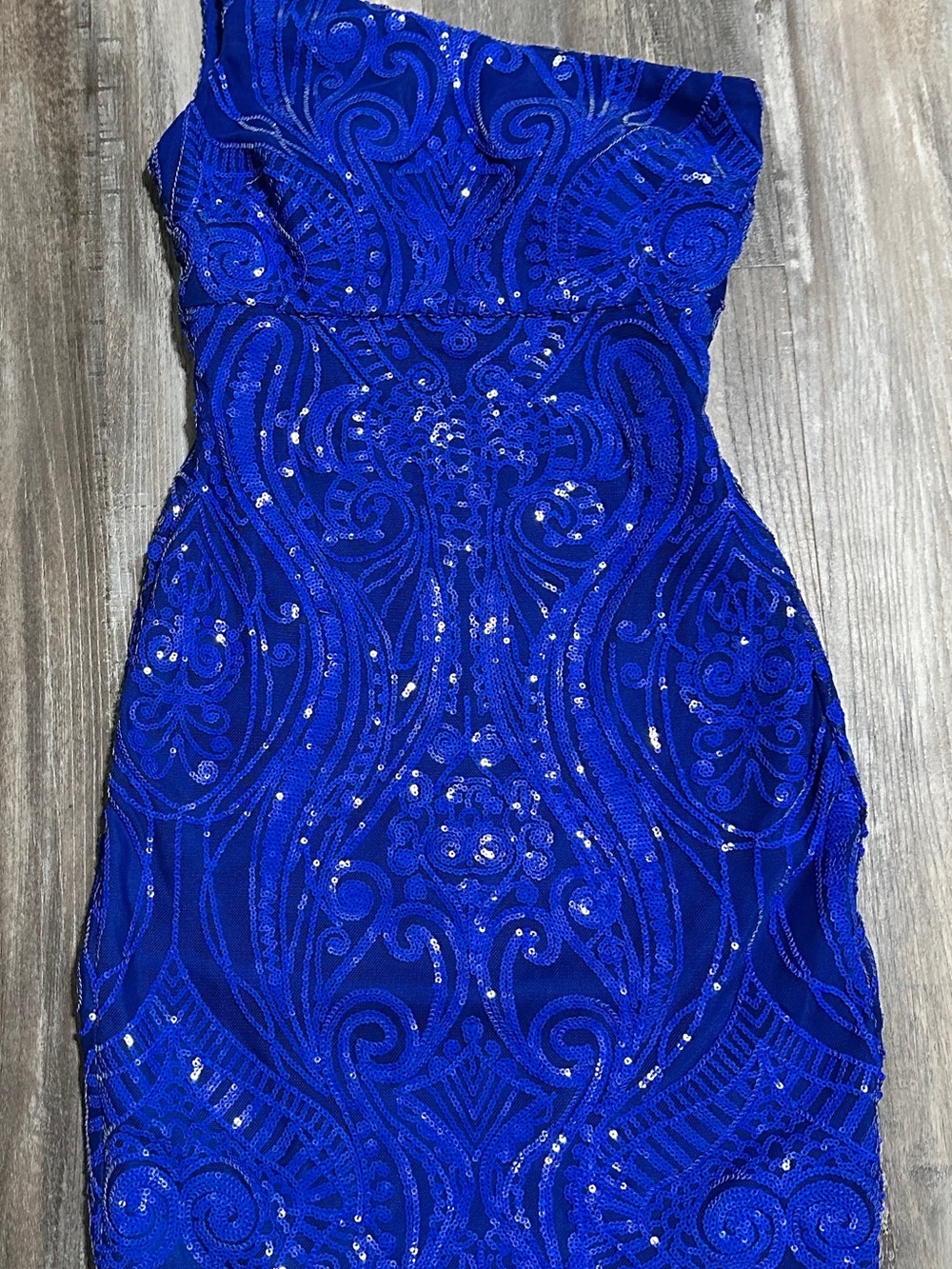Strapless Cobalt Sequin Bodycon Mini Dress